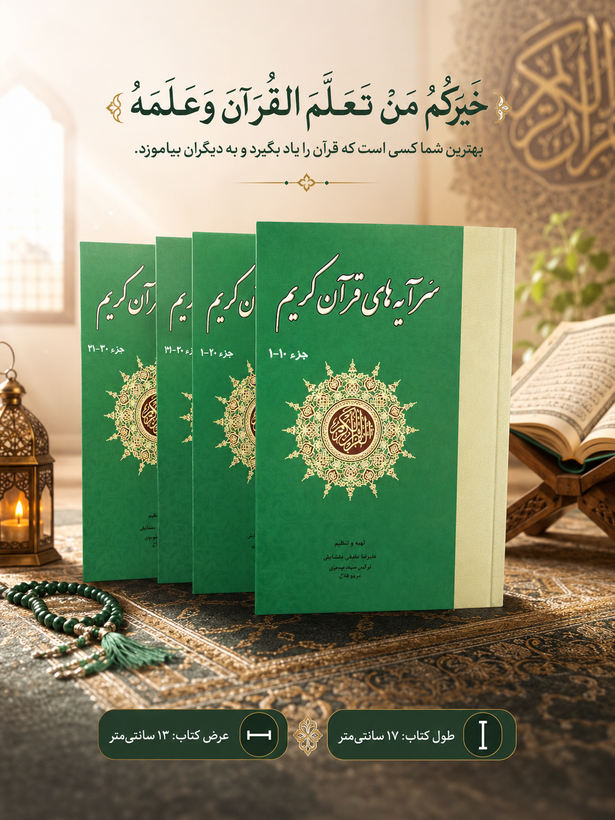 سرآیه های قرآن کریم سایز جیبی جلد شومیز قرآن حفظ (کتابت قرآن ) در ۳جلد هر جلد ۱۰جز سایز ۱۳در۱۷